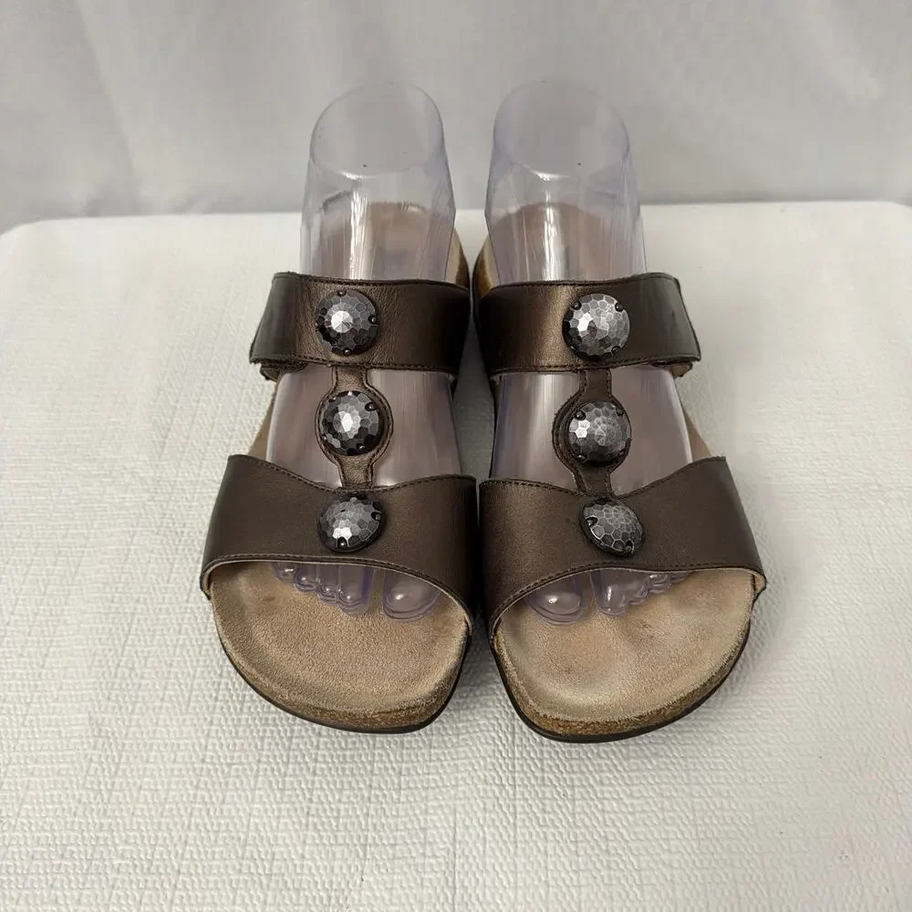 Mephisto Sandals Womens Size 10 Helisa Bronze Leather Slip On Comfort 40